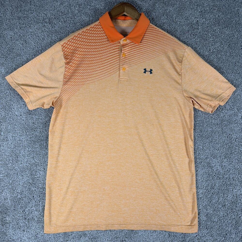 Under Armour Shirt Men L Orange Tonal The Playoff Polo Stretch Performance Golf